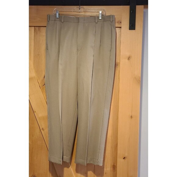 L.L. Bean Other - LL Bean Wool Pants Dress Trousers Mens 36x28 Taupe Brown Straight Pleated Canada